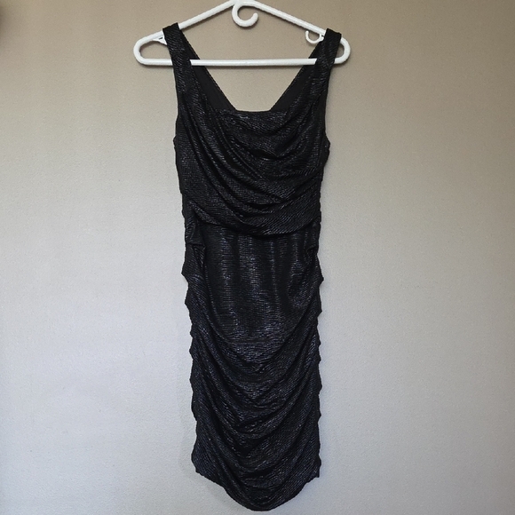 💥Buy2Get1Free💥Express Black Ruched Sheath Mini Dress - Picture 1 of 5